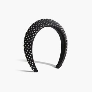 Hill House Home The Rhinestone Halo Headband - Black Satin/Crystal Rhinestones B